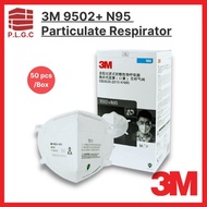 3M N95 9502+ Particulate Respirator / Disposable Face Mask with Flat Fold Design , Headloop type (50