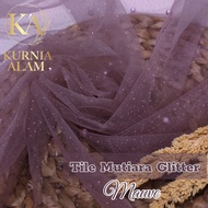 Kain Tile Swarovski Premium / Tile Glitter Mutiara Meteran warna MAUVE SAGE DENIM Lebar 1.75m