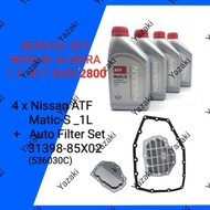 4 btls Nissan Matic-S 1L Automatic Transmission Fluid Almera + OEM Auto Transmission Filter set 5360