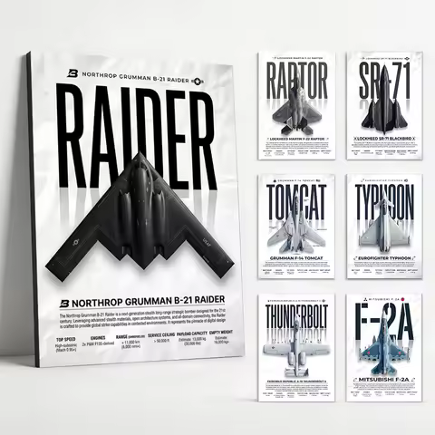 A10 B21 Raider F14 F22 SR71 Blackbird Fighter Jet Specs Canvas Painting Plane Posters Modern Aviatio