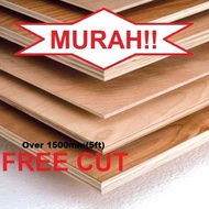 Over 1500mm(5ft) Plywood Papan 3mm 5mm 9mm 12mm 15mm 18mm Custom cut (CUT TO SIZE)
