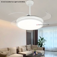 Ceiling Fan 42”LED Invisible Fan Light (61-65) 6 Speed Strong Wind Mute 4 Blades Kipas Siling Lampu 