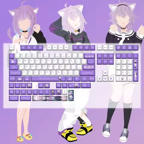 132 keys Hololive Vtuber Keycaps Nekomata Okayu Key Cap PBT DYE Sublimation Cherry MX Switch Keycap 