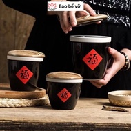 Ceramic jar with lid, ceramic jar with lid, rice jar, spice jar