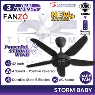 [NEW2023] FANZÓ FANZO STORM 42Inch 5 Blades AC Motor with Remote Control Ceiling Fan Kipas Siling Kipas Syiling