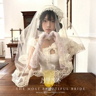 Bridal Veil Female Wedding Accessories Lace Travel Veil Headdress Wedding Red White Veil Veil