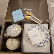 清屋🎉全新禮盒 日本Noritake Blue Sorrentino藍色骨瓷田園風红茶咖啡杯碟連茶匙一套