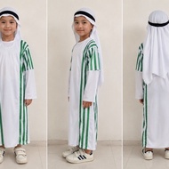 Kids Costume Thobe and Ghutra Dress Up Outfit Green and White g10