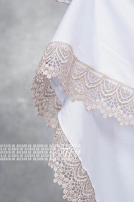 Mukena Berlengan Jumbo Umrohan&Hajian Katun Putih Bersih Renda Jiper Anggur Mewah