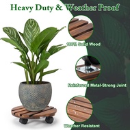 【SG Dliver】Flowerpot base Wooden Movable Plant Flower Pot Stand with Wheels for Outdoor Home Garden Flowerpot planting