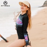 【Top-Rated Product】 Attraco Women Rashguard Long Sleeve Swimwear Retro Striped Print Surfing Running Shirt Biking Rash Guard Upf50 Swimsuit