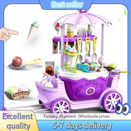 E7G-Ice Cream Shop Toys for Kid - Toddler Ice Cream Maker and Store Cart Pretend Playset Scoop and L