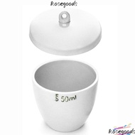 ROSEGOOD Ceramic Crucible, 50ml Capacity White Lab Porcelain Crucible,  Smooth Surface With Lid Labo