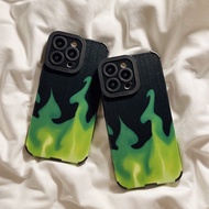 Vertical Pattern Photo Frame Green Flame Cartoon Phone Case For iPhone 6 7 8 X XR XS 14 11 13 12 Pro Max Cover