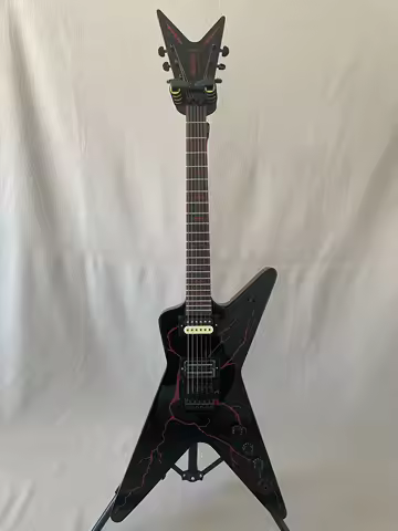 Custom Washburn Dimebag Darrell Signature Model Electric Guitar Black Panel Red Lightning