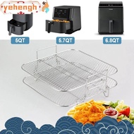 2-Layers Air Fryer Rack Stackable Grid Grilling Rack for 4.2-5.8QT Air Fryer Kitchen Oven Steamer Co