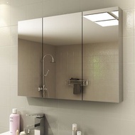 Stainless steel bathroom mirror cabinet wall-mounted mirror box bathroom mirror with shelf