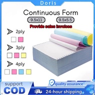 2ply, 3ply, 4ply Carbonless Continuous Computer Form 9.5X11inches | 9.5 x 5.5 inches Colored
