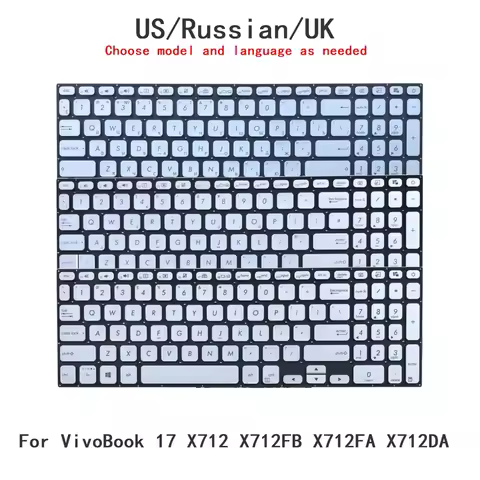 New US Russian UK Language Backlit Keyboard For ASUS VivoBook 17 X712 X712FB X712FA X712DA Notebook 