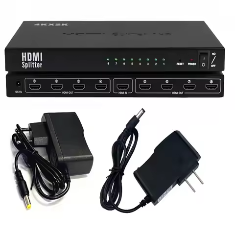 4K 8 Port HDMI-compatible 1 In 8 Out HDMI Audio Video Converter Adapter Splitter 1x8 Switcher Displa