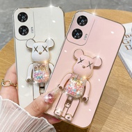 For Moto G35 Soft Case Coated Quicksand Pellet Hourglass KWAS Bear Silicone Shockproof Protector Smo