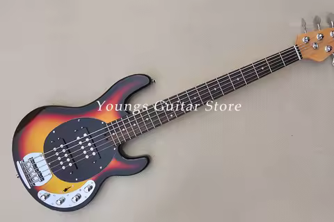 5 Strings Black Edge Sunburst Electric Bass Guitar Rosewood Fretboard Flame Maple Veneer Offer Custo