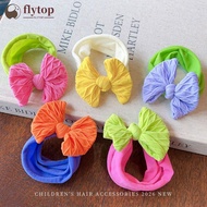 FLYTOP 3D Textured Bubble Fabric Color-Blocking Big Bow Hair Ties Hairband Super Strong Elastic No H