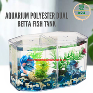 AQUARIUM Polyester Dual Betta Fish Tank Transparent Small Aquarium with Movable Partition Fish Breeding Tank 2 in 1 Clear Tank with Divider