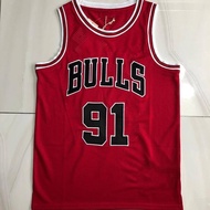 Men's Chicago Bulls Jersey 91# Dennis Rodman Red Basketball Jersey