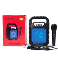 [BS] Portable Bluetooth Speaker With Microphone LED Display Karaoke Wireless Speakers With Mic Speak