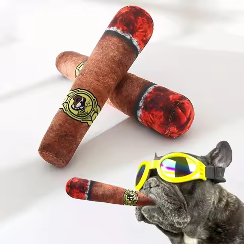 1pc-Pet Funny Toys Cigar Big Smoke Plush Sound Squeak Fake Cigarettes Toys Dog Chew Molar Interactiv