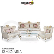 ชุดโซฟาหลุยส์ 4ชิ้น (3+2+1ที่นั่ง+โต๊ะกลาง) White Titanium Series รุ่น TSF-LV-SET ROSEMARIA [Pick Co