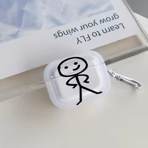 Funny Black Line Person Cartoon Case For AirPods Pro3 Pro2 Pro Soft Cover For AirPod 2/3/4 Color Ear