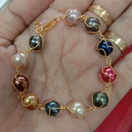 Gelang Paloma Lapis Emas Mutiara Warna Warni dari Mutiara Air Tawar Lombok NTB
