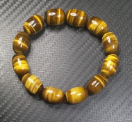 <🚚清貨週>🐯(一線眼)11.4㎜(01)天然黃虎眼虎睛石桶珠單圈手串手鏈(招財勇氣樂觀自信)