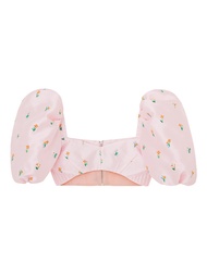 KLOSET Shades Of Love Puff Sleeve Top (SS23-T006) เสื้อแขนตุ๊กตาผ้าปัก