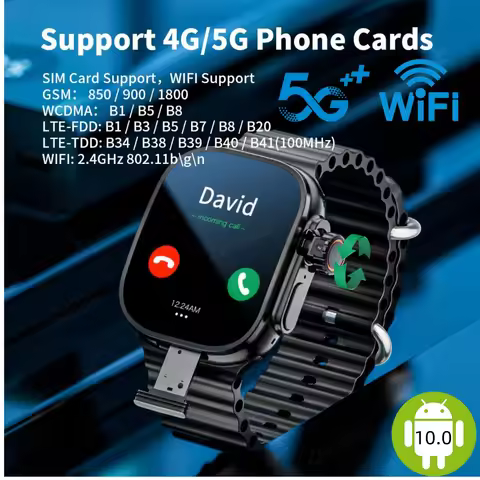 Curved Display 4G Android 10 Smartwatch Smart Watch With 180° Rotating camera WiFi GPS SIM card Slot