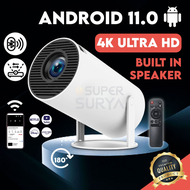 Smart Proyektor HY300 Android 4K Proyektor Mini Bluetooth WiFi 6 2.4+5G Mirroring HP Laptop HDMI Ult