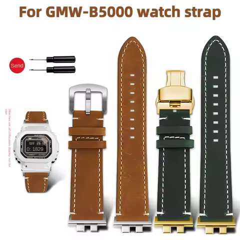 Retro leather strap For Casio G-shock 3459 GWM-B5000D/GD/PC/PS modified retro bracelet 5691 GM-B2100