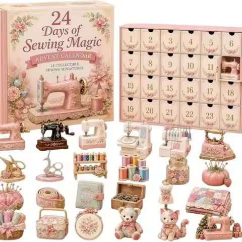 Cute Sewing Theme Christmas Advent Calendar Ornaments Decorations 24 Days Advent Calendar Handmade C