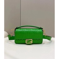 New Baguette Green Sheepskin Baguette Flap Crossbody Handbag