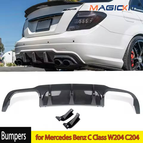 W204 AMG Rear Bumper Diffuser Lip for Mercedes Benz C Class W204 C204 Carbon Look C63 Coupe Rear Spl
