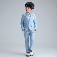 3pcs Young Boy Plaid Suit Set - Blazer, Pants, Bowtie - For Formal Occasions Such As Wedding, Perfor