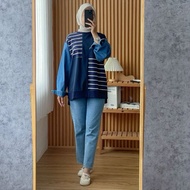 IZZY COMBY JEANS BLOUSE women's top with jeans and t-shirt combination trendy women's clothing/