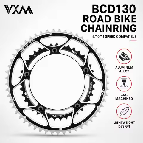 VXM 130BCD 5-Bolt Road Folding Bike Crankset 39/53T 42/55T 46/56T Lightweight Double Chainring Bicyc