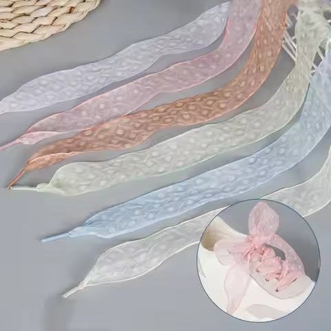 80/100/120/140CM Width 2.5cm Flat Silk Satin Shoestrings Ribbon Shoe Laces Sneakers Sport Shoes Lace