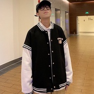 White sleeved baseball bomber jacket 09/ Sporty white sleeved fleece baseball bomber jacket A1R