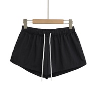 Quần Short Ống Rộng Cạp Cao Thời Trang Mùa Hè Cho Nữ Quần Thể Thao Thon Gọn Có Dây Rút Phong Cách Bl