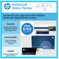 HP Color LaserJet Pro MFP 4303fdw Printer | Free $100eVouchers | Print,Copy,Scan,Fax,Wireless,2sided