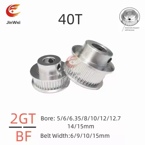 2GT/GT2 Timing Pulley 40T Tooth Teeth Bore 5/6/6.35/8/10/12/12.7/14/15mm Synchronous Wheels Width 6m